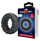 Pretty Love Jeriko Super Soft Silicone Cockring Black displayed with packaging and product details.