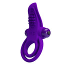 Pretty Love Vibrant Silicone Vibrating Penis Ring Purple with removable bullet motor and textured design.