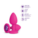 Gemma Purple Gem Pink Silicone Anal Plug Large with purple acrylic gem and silky smooth silicone design.