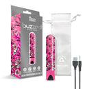 Buzzed Blazing Beauty Bullet Vibrator Prints Charming in vibrant packaging with USB charger.