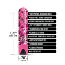 Buzzed Blazing Beauty Bullet Vibrator Prints Charming with cannabis print design and features listed.