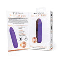 Me You Us Signature The Classic Bullet Vibrator Purple packaging featuring a sleek rechargeable design and adjustable modes.