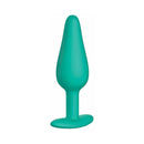 Me You Us Signature The Vibrating Plug Teal in a tapered design for comfortable anal exploration.