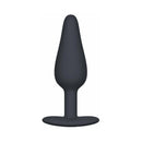 Me You Us Signature The Vibrating Plug Black displayed, highlighting its tapered design and smooth silicone texture.
