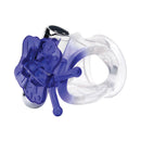 Wet Dreams Flutter Butter Jelly Cock and Ball Sling Purple with vibrating bullet and supportive sling design.