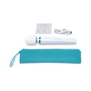 Le Wand Dive Submersible Vibrating Massager Seashell with accessories and pouch.