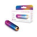 Le Wand Essentials Rechargeable Rainbow Bullet Vibrator with packaging, showcasing sleek design and vibrant colors.