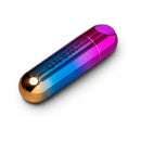 Le Wand Essentials Rechargeable Rainbow Bullet Vibrator in vibrant rainbow metallic finish, ideal for targeted pleasure.