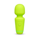 Le Wand Essentials Mini Wand Vibe Pocket-sized Vibrator in vibrant green color, designed for portable pleasure.