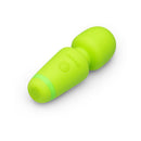 Le Wand Essentials Mini Wand Vibe Pocket-sized Vibrator in vibrant green color, perfect for discreet pleasure.