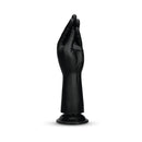 B-vibe Essentials Silicone Hand Fisting Dildo Black, shaped like a hand for exploring fisting-style fullness.