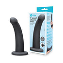 B-vibe Essentials 7 Inch Smooth Silicone Dildo Black featuring a sleek design and smooth finish for versatile use.
