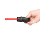 b-Vibe Essentials Mini Travel Enema Set 30 ml with red nozzle held in hand for portable hygiene.