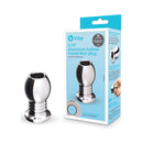 b-Vibe Essentials 2.75 Inch Aluminum Hollow Tunnel Butt Plug with sleek design for comfortable anal play.