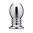 b-Vibe Essentials 2.75 Inch Aluminum Hollow Tunnel Butt Plug with a polished metal finish and sleek design.