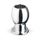 B-vibe Essentials 3 Inch Aluminum Hollow Tunnel Butt Plug with polished silver finish and hollow opening.