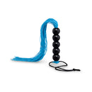 B-vibe Essentials Beaded Flogger with black beads and blue tails for textured impact play.