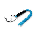 B-vibe Essentials Beaded Flogger featuring textured beads and vibrant blue falls for impact play.