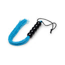 B-vibe Essentials Beaded Flogger with blue tails and black beads for textured impact play.