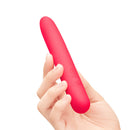 Together Mini Vibes Slim 5.5 Inch Ladyfinger Vibrator held in a hand, showcasing its sleek design.