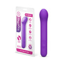 Together Mini Vibes 6 Inch Slim G-Spot Vibrator in purple packaging with indicators and features.