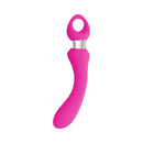 Evolved Kiss The Ring Silicone G-Spot Vibrator Pink featuring a curved, flexible shaft and chrome ring handle.