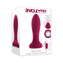 Evolved Party Plug Silicone Rechargeable Burgundy packaging showcasing deep thrusting motion and light-up base.