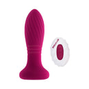 Evolved Party Plug Silicone Rechargeable Burgundy vibrator with remote control for powerful thrusting and resonant vibrations.