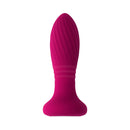 Evolved Party Plug Silicone Rechargeable Burgundy in vibrant pink silicone with twisting texture for enhanced pleasure.