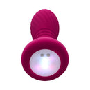 Evolved Party Plug Silicone Rechargeable Burgundy with light-up base and textured design.