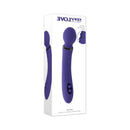 Evolved Shiver Silicone Rechargeable Vibrator Purple packaging with clear instructions and design features.