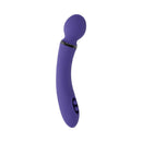 Evolved Shiver Silicone Rechargeable Vibrator Purple angled view showcasing its curved shaft and textured head.