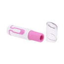 Evolved Pucker Up Silicone Air Tapping Vibrator Pink Pearl with clear cap removed for discreet clitoral pleasure.