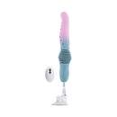 Gender X Tentacle Thruster Silicone Vibrator Multicolor with suction base and remote control, featuring a vibrant pink and blue design.