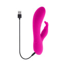 Selopa Robust Rabbit Silicone Rechargeable Pink dual-action vibrator with USB charging.