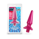 Blush B Yours Vibe Butt Plug Berry in packaging, featuring a USB rechargeable vibrating plug in a vibrant pink shade.