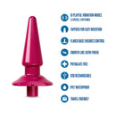 Blush B Yours Vibe Butt Plug Berry features 10 vibration modes, tapered design, flared base, and satin finish.