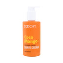 Coochy Shave Cream Coco Mango 8 Oz bottle, moisturizing shave cream with tropical scent.
