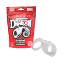 Screamin' Dragon Luck Dragon G-spot Texture Ring Clear packaging and ring on display.