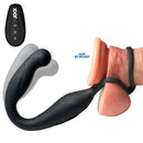 Jock Gyrating Prostate Vibrator with C-Ring placed beside a control remote for hands-free experience.