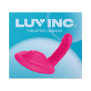 Luv Inc TG21 Thrusting Grinder Vibrator with pink design on a blue background.