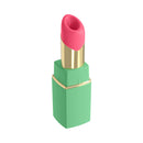 Womanizer Beauty Green & Pink Air Pulse Stimulator shaped like a lipstick for discreet pleasure on-the-go