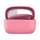 Womanizer Snap Crushed Berry Clitoral Stimulator in a compact pink charging case with a mirror.