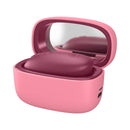 Womanizer Snap Crushed Berry Clitoral Stimulator in a pink charging case with a mirror.