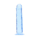 Realrock Realistic Dildo 5 Inch Blue with translucent blue finish and lifelike shaping, perfect for users.