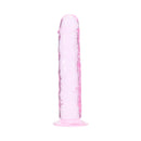 Realrock Realistic Dildo 5 Inch Pink displayed on a white background, showcasing its smooth design.