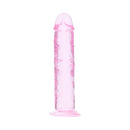 Realrock Realistic Dildo 5 Inch Pink displayed on a white background, showcasing its smooth surface and design.