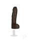 Realistic black 13-inch dildo with veined texture and Vac-U-Lock suction cup base for stability and pleasure.