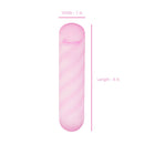 Softies Dual Layer Bullet Vibrator 4 Inch Pink with measurements, 1 inch wide and 4 inches long, showcasing its slim design.