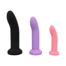 Adam & Eve Eve's Silicone Strap On Play 5-piece Set includes three silicone dildos in varying sizes for pleasure.